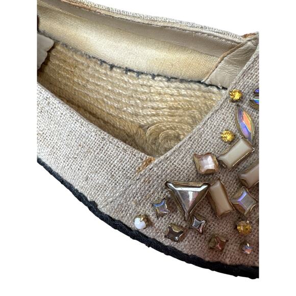 Brian Atwood Hardesty Canvas Rhinestone Capped Woven Espadrile Flat Sz: 6 - Picture 10 of 10